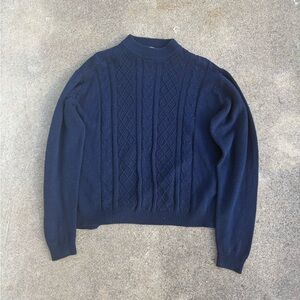 Dillards vintage 80s acrylic navy cable knit sweater